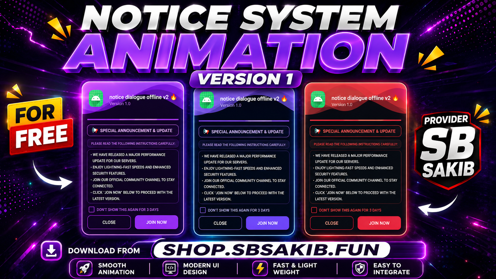 🔥 Premium Animation Notice Dialog ⚡